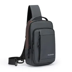 Outdoor New Design Large Capacity Chest Bag Travel Black Nylon Cross Body Chest Fanny Pack Men Messenger Bag