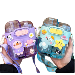M nuovissima tendenza della moda portatile cartoni animati animali per bambini tazze da viaggio graziosa bottiglia d'acqua in plastica per bere paglia diretta per la palestra della scuola - Product Image 3
