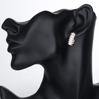 Pendientes De Moda Para Mujer Hengdian De Dubái Chapados En Oro Rosa De 18k Con Circonita Cúbica De Brillo Azul, Joyería De Fantasía Al Por Mayor De Fabricantes De China