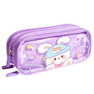 Fournitures scolaires, étui à crayons transparent uniquement pour les élèves, toile, dessin animé, papeterie mignonne, boîte à crayons en toile, belle, grande capacité - Product Image 3