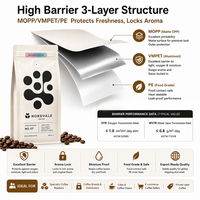 Sacs d'emballage pour café à fond plat imprimés sur mesure avec valve et fermeture éclair, 250g, en Mylar mat refermable pour grains de café torréfiés