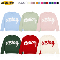 Pull personnalisé décontracté en jacquard, pull épais et chaud en tricot jacquard à motif lettres