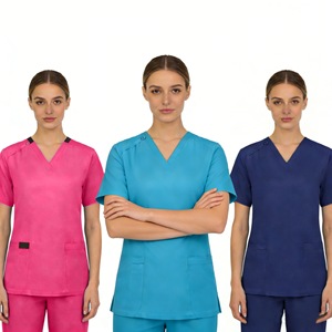 Women's Stretchy Short Sleeve Scrub <b>Top</b> Moisture Wicking For Medical Staff Hospital Uniforms - Product Image 3