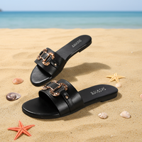 Sandales de mode printemps-été pour femmes, en cuir synthétique, à bout ouvert, respirantes, confortables, à semelle plate, décontractées, pour la plage, chaussures de marche EVA