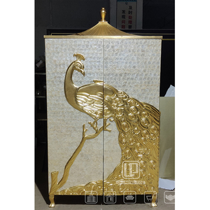 Mansion Luxury Gold <b>White</b> <b>Storage</b> Octagon <b>Cabinet</b> Tall Metal Design Display <b>Cabinet</b> for Living Rooms Modern - Product Image 2
