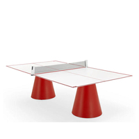 Ensemble de table de ping-pong moderne 2-en-1 avec base en acier inoxydable et plateau en verre trempé, écologique, durable, pour le sport en intérieur/extérieur