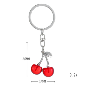 Llavero de Cereza Roja 3D de Resina <span class=keywords><strong>y</strong></span> Metal, con Esmalte de Moda, Colgante para Bolso de Mujer, Regalo de Recuerdo, Llavero de Cristal - Product Image 5