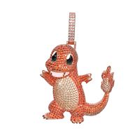 Pendentif exclusif du fabricant, grande taille, style dessin animé Meiqi, nouveau, en cuivre doré incrusté de zircone colorée sertie griffe
