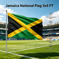 Drapeau Jamaïcain en polyester 100% imperméable et durable, imprimé, 3x5 pieds, avec support en aluminium, personnalisable – Offre Spéciale