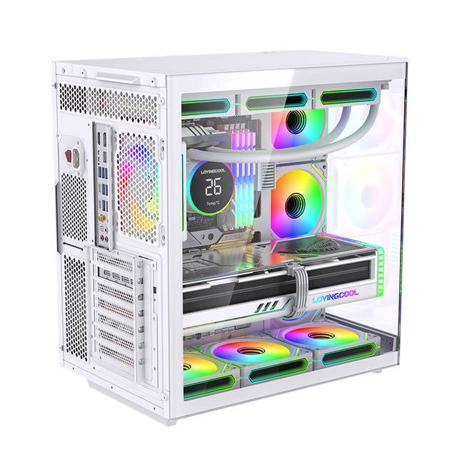 LOVINGCOOL Dual Tempered Panoramic Glass Mid Tower ATX PC Case Aluminum Alloy 360mm Radiator Support MATX Gaming Desktop Chassis