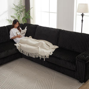 Canapé d'angle convertible moderne et épaissi, capitonné, en forme de L, pour salon, appartement, ou hôtel, de forme carrée - Product Image 5