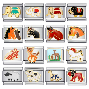 Atacado DIY Aço Inoxidável Cartoon Animal Italiano Pulseira Bonito Italiano Charme Cavalo Animais Encantos Italianos Link Pulseira - Product Image 1