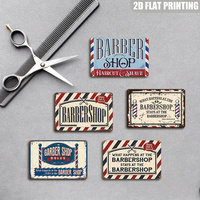 Letrero Metálico Vintage para Barbería, Diseño de Poste Rojo, Blanco y Azul, Decoración de Pared para Salón y Barbería