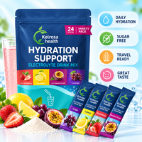 Poudre instantanée d'électrolytes végétaliens sans sucre pour l'hydratation – Complément en poudre pour boissons électrolytiques pour hommes et femmes
