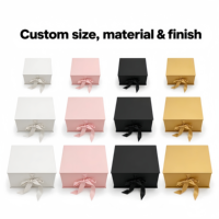 Boîte cadeau pliable de luxe blanche avec nœud en ruban de soie, fermeture magnétique, emballage plat pour mariage, fêtes, cosmétiques