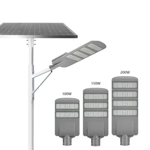 Outdoor 100W 150W 200W Solar Street Light Remote Timing Control Aluminum Light With LED Light Source IP65 Powered By Battery