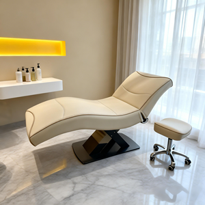 Table de massage de luxe réglable, confortable et portable, avec base en acier inoxydable et titane noir, table de beauté commerciale pour soins du visage - Product Image 1