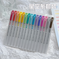 Ensemble de stylos surligneurs pastel doux à double pointe, couleurs macaron, pointe biseautée fine, kit de marqueurs fluorescents sans bavure pour journal d'étudiant