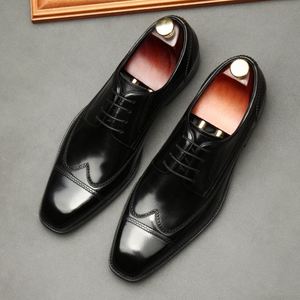 Chaussures en cuir de luxe personnalisées pour hommes, style britannique, à bout pointu, avec bride, pour affaires et décontractées - Product Image 4