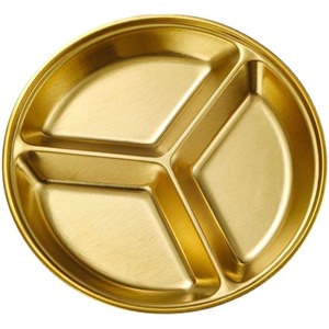 Stainless Steel Divided Snack Dish Round Gold Silver Food Grade For Party Hotel Use - Product Image 5