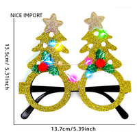Meistverkaufte Weihnachtsbaum-Brille im Gold-Stil mit LED-Beleuchtung für Kinder und Erwachsene, Partydekoration, Weihnachtsbrillengestell
