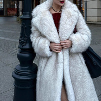 Manteau d'hiver pour femme grande taille, en fausse fourrure de renard, à revers, à manches longues, imprimé animal noir, chaud et coupe-vent