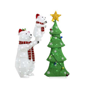 160 светодиодная 3D уличная скульптура с подсветкой, белый медведь и дерево, украшение для дома и праздника - Product Image 1