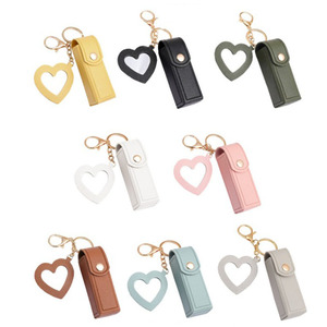 Chất Lượng Cao PU Da Lip Balm Chủ Son Môi Túi Keychain Với Trang Điểm Gương Phụ Nữ Cô Gái Son Môi Bìa Trường Hợp Túi Phụ Kiện - Product Image 1