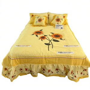 Colcha Doble Milabca Lyon Station Sunflowers con 2 Cojines, Estampado Floral, Estilo Clásico para el Hogar, Poliéster - Product Image 1