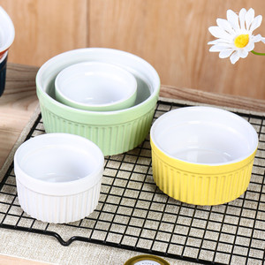 Multisize Gestreepte Soufflé Ramekin Cupcake Bakoven Pudding Kommen Keramische Ramekin - Product Image 3