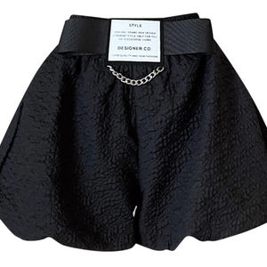 Pantalones cortos transpirables para mujer, cadena de algodón, ropa de moda negra de cintura alta, pantalones cortos Harajuku clásicos normales fluidos 2025 para mujer - Product Image 1