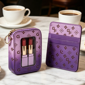 Custom Printed Logo <b>Waterproof</b> PU Makeup Bag Zipper Closure for Lipstick Storage Portable Mini Organizer <b>Pouch</b> - Product Image 4
