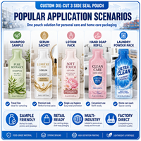 Sachets personnalisés en aluminium laminé pour échantillons d'huiles essentielles, sachets individuels thermoscellables anti-humidité pour shampoing, pochettes plates pour lotion