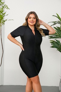 Traje de Baño de Surf de Manga Corta en 4 Colores, Tallas Grandes, con Cierre, Estilo Boyleg, Tallas L-4XL, Traje de Baño de Una Pieza - Product Image 4