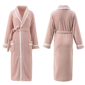 Autunno primavera <span class=keywords><strong>donna</strong></span> Extra lungo in pile <span class=keywords><strong>con</strong></span> <span class=keywords><strong>cappuccio</strong></span> <span class=keywords><strong>accappatoio</strong></span> allungato felpato vestaglia elastico in vita caldo maniche lunghe vendita calda - Product Image 2