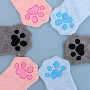 Gant de séchage pour animaux de compagnie en velours corail, séchage rapide, absorbant, serviette douce pour chien et chat, motif patte, pour salle de bain et toilettage - Product Image 2