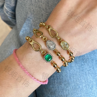 Bracelet minimaliste en perles solitaires ovales grandes taille, fait main en laiton de haute qualité LOZRUNVE, vente en gros