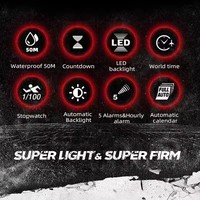 NORTH EDGE Mars3 Jam Tangan Digital Olahraga Modis Jam Tangan LED Waktu Dunia Jam Tangan Tahan Air untuk Pria Stopwatch Olahraga Luar Ruangan Alarm