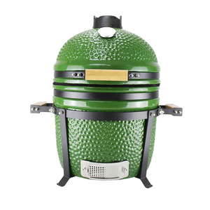 Parrilla Kamado de Carbón Vegetal Auplex de Cerámica Esmaltada Verde de 15 Pulgadas, Compacta, de Acero Inoxidable, <span class=keywords><strong>Sin</strong></span> <span class=keywords><strong>Humo</strong></span>, para Cocina al Aire Libre y Camping - Product Image 2