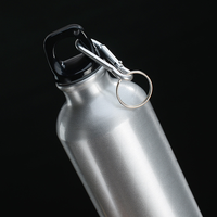 Bouteille d'eau en aluminium de 500 ml pour le camping, légère, réutilisable, à boire directement, écologique, pour la salle de sport, les voyages, avec mousqueton, anti-fuite