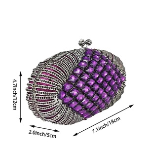 Pochette ovale brillante pour femmes avec diamants scintillants sac à main de soirée en cristal pour banquet décontracté et bal de promo - Product Image 2