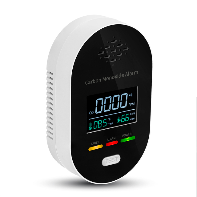 4 in 1 CO Carbon Monoxide and Smoke Detector Alarm Sensor Stand Alone with LCD Display