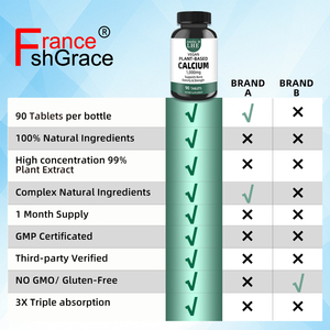Fabricant de suppléments de calcium végétal nutraceutique, végétalien, avec algues rouges islandaises, soutien vitaminique pour les os, 90 comprimés de calcium - Product Image 3