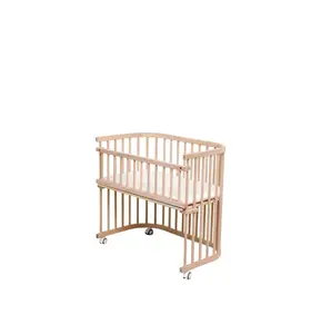 Berço de bebê multifuncional madeira sólida, cama ajustável berço mini cama de bebê