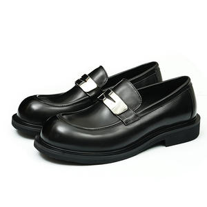 Oxfords en cuir véritable luxueux et brillant, style business décontracté, à lacets, à bout large, fermé, antidérapant, pour mariage - Product Image 1