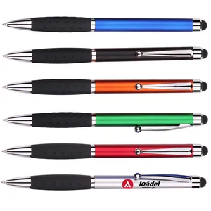 Customized logo stylus pen with logo 2 in 1 twist phone pen soft pen with stylus