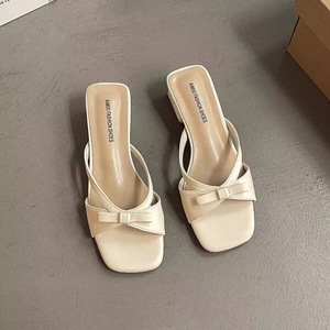 Sandalias de tacón bajo cuadrado para mujer al por mayor, con lazo decorativo, elegantes, informales y de verano - Product Image 2