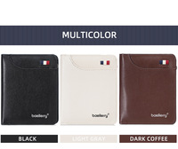 Dompet Pria Baellerry Model Baru, Tipis Minimalis, Fungsional, Lipat Tiga, Dompet Kartu Bisnis dengan Kantong Resleting, Desain Pendek dari Kulit PU