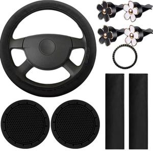 10 Uds. Funda <span class=keywords><strong>de</strong></span> cuero <span class=keywords><strong>para</strong></span> <span class=keywords><strong>volante</strong></span> <span class=keywords><strong>para</strong></span> <span class=keywords><strong>mujer</strong></span>, conjunto <span class=keywords><strong>de</strong></span> accesorios coche con bonitos <span class=keywords><strong>para</strong></span> cinturón <span class=keywords><strong>de</strong></span> seguridad, hombreras, portavasos, decoraciones <span class=keywords><strong>para</strong></span> coche - Product Image 5