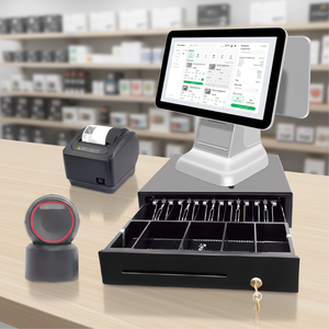 เครื่องบันทึกเงินสดแบบ All-in-One สำหรับร้านค้าปลีก รุ่น Q6 หน้าจอสัมผัสแบบไวด์สกรีนคู่ขนาด 15.6 นิ้ว  พร้อมจอแสดงผลสำหรับลูกค้า  ใช้หน่วยประมวลผล I5  ผลิตตามสั่งจากโรงงาน - Product Image 1